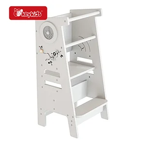 Adjustable Height Kids Toddlers Wooden Kitchen Step Stool for Bathroom & Kitchen Counter W08G424